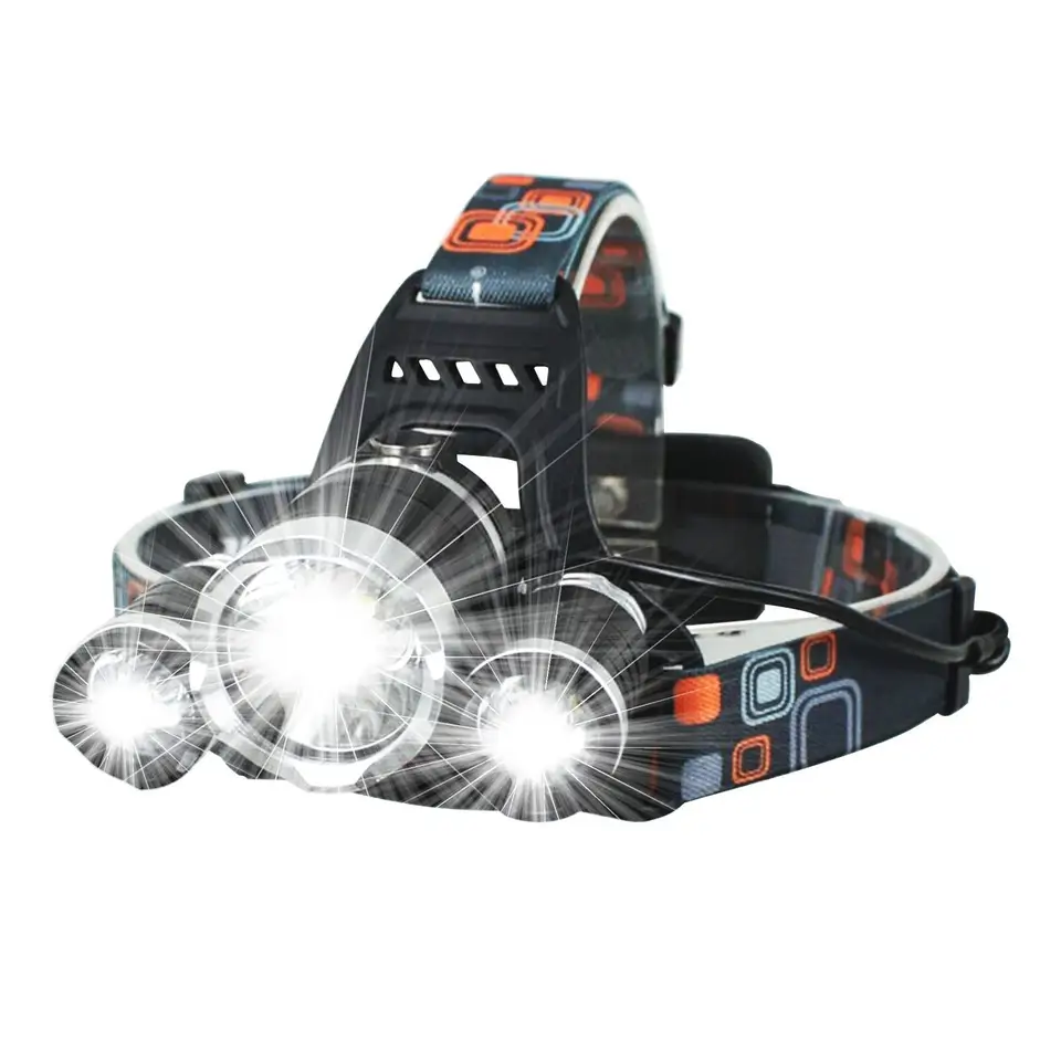 Lanternă Puternică de Cap Reîncărcabilă 3 LED, Aluminiu Aero‑Spațial, Impermeabilă — Ideală Camping, Ciclism, Pescuit, Alergat