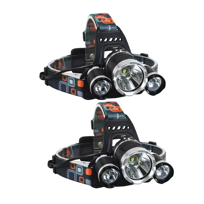 Lanternă Puternică de Cap Reîncărcabilă 3 LED, Aluminiu Aero‑Spațial, Impermeabilă — Ideală Camping, Ciclism, Pescuit, Alergat