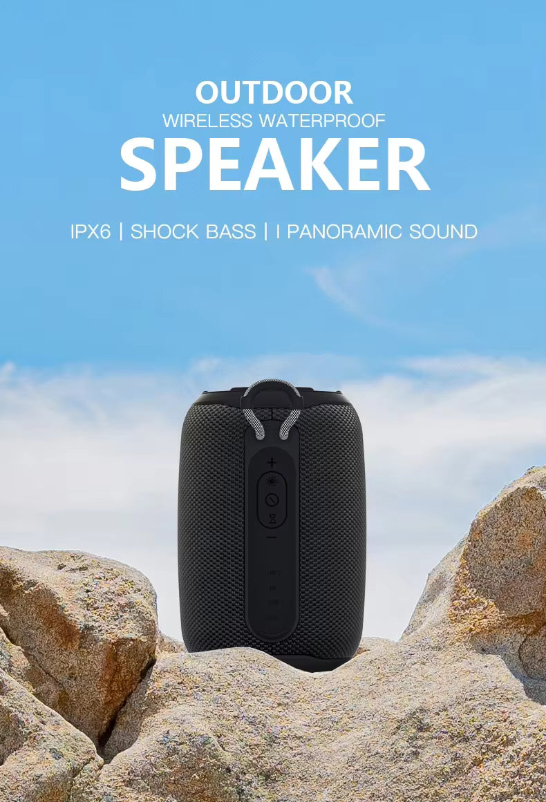 Boxă Portabilă Mini Bluetooth 5.3, 12W, IPX67, 13h Autonomie — USB-C Cadou, Negru