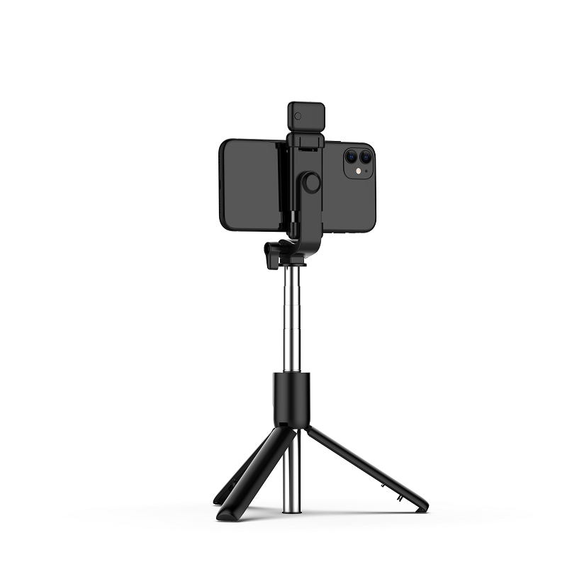 Selfie Stick Telescopic 70cm cu Trepied BT, Lumina si Telecomanda, 360 grade, Bloototh 10m, Portabil, Fotografiere orizontala si verticala, Wireless