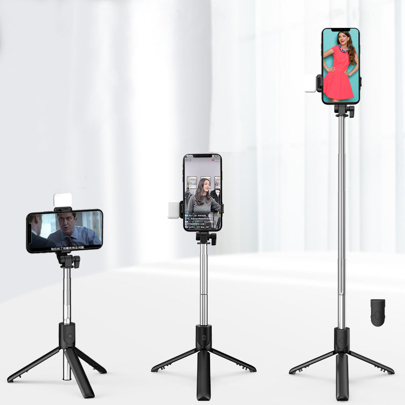 Selfie Stick Telescopic 70cm cu Trepied BT, Lumina si Telecomanda, 360 grade, Bloototh 10m, Portabil, Fotografiere orizontala si verticala, Wireless