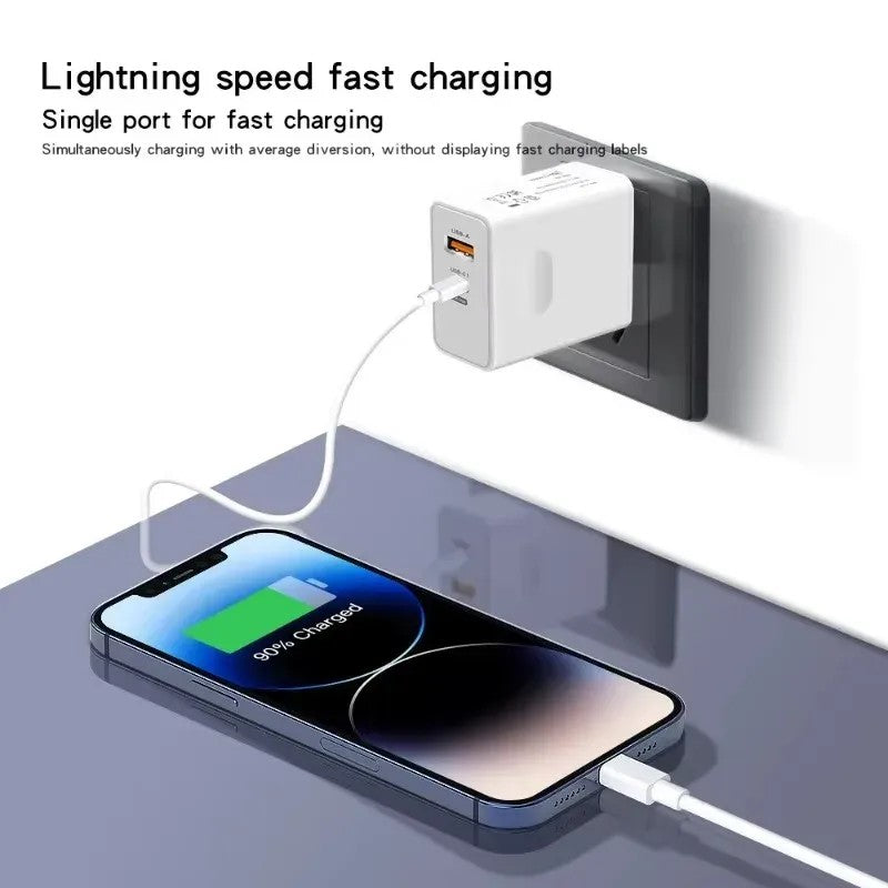 Încărcător super rapid 120W Dual Port (C–C 10A) + cablu USB‑C 6A cadou — Alb