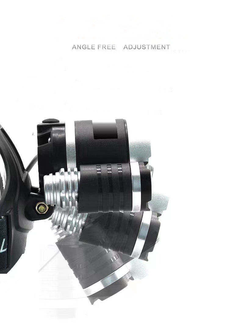 Lanternă Puternică de Cap Reîncărcabilă 3 LED, Aluminiu Aero‑Spațial, Impermeabilă — Ideală Camping, Ciclism, Pescuit, Alergat