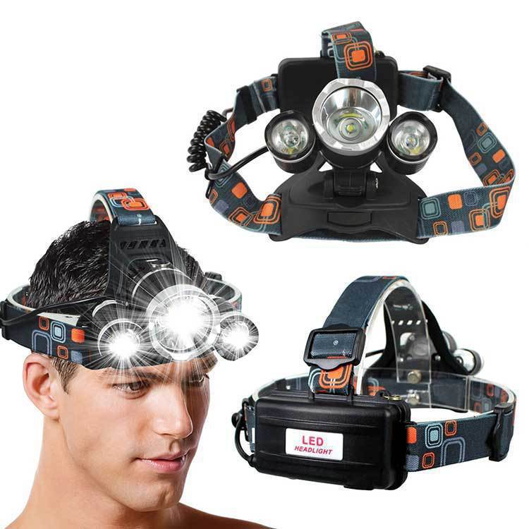 Lanternă Puternică de Cap Reîncărcabilă 3 LED, Aluminiu Aero‑Spațial, Impermeabilă — Ideală Camping, Ciclism, Pescuit, Alergat