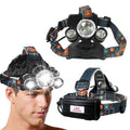 Lanternă Puternică de Cap Reîncărcabilă 3 LED, Aluminiu Aero‑Spațial, Impermeabilă — Ideală Camping, Ciclism, Pescuit, Alergat