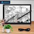Tabletă Grafică LED A3+ (L46.2 x 34.1 x 7.2 cm) — USB‑C, Luminozitate Reglabilă — Negru