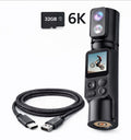 Camera Video Digitala 6K 30FPS, Full HD, Vlogging, WiFi, Stabilizator, rotativa la 350°, Micro SD 32GB Inclus, Ecran de 3.4cm lentila dubla, viziune nocturna, ecran tactil, 2600mAh, Sport, acumulator extra. portabila