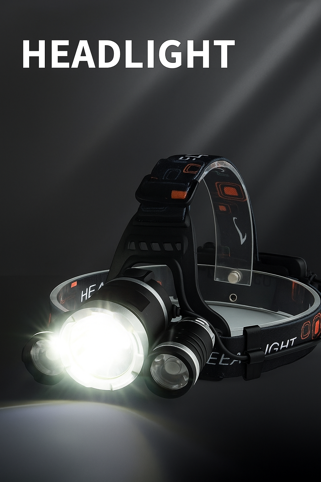 Lanternă Puternică de Cap Reîncărcabilă 3 LED, Aluminiu Aero‑Spațial, Impermeabilă — Ideală Camping, Ciclism, Pescuit, Alergat